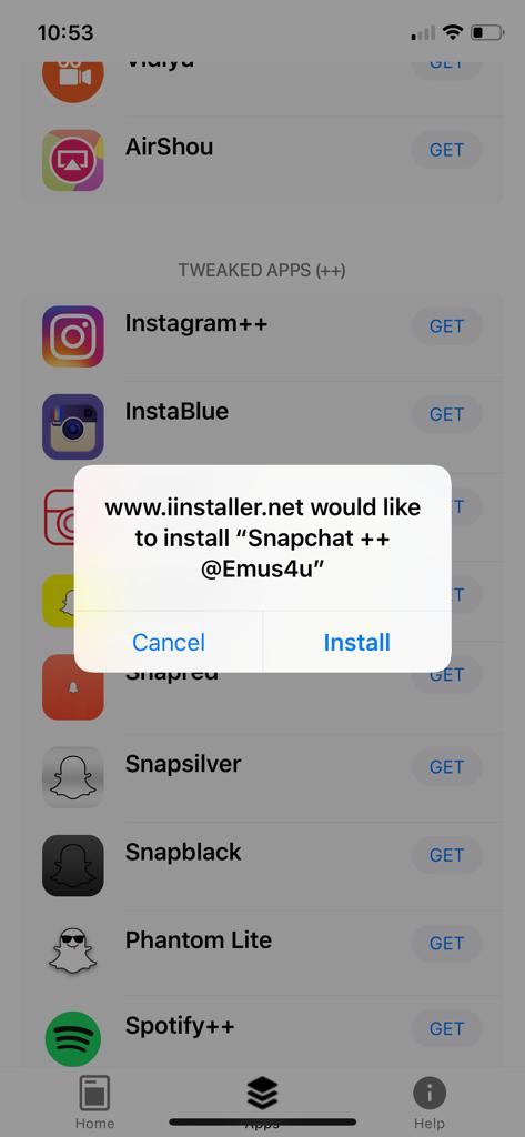 SnapChat++ Installed - Emus4u App