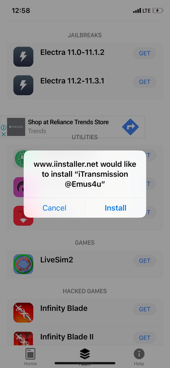Download iTransmission on iOS devicws using Emus4u