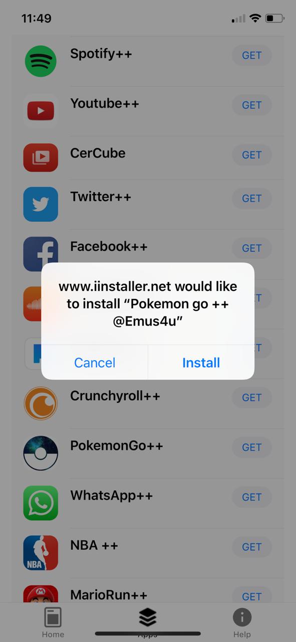 PokemonGo++ on iOS with Emus4u Apps Store